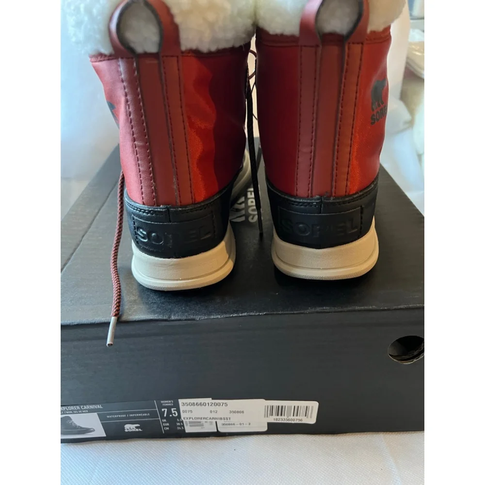 NWT Sorel Explorer Carnival Waterproof Boot RUST Women Size 7.5/UK 5.5/ EUR 38.5